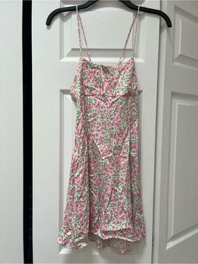 NWT Zara Satin Effect Floral Print Cut Out Back Dress S